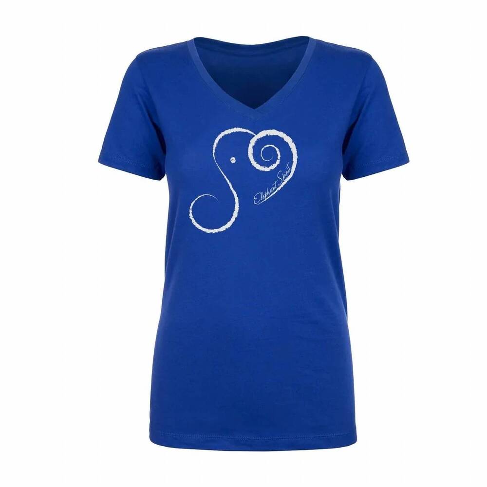 NEW ALLEY DESIGNS women's elephant spirit v-neck t-shirt in blue